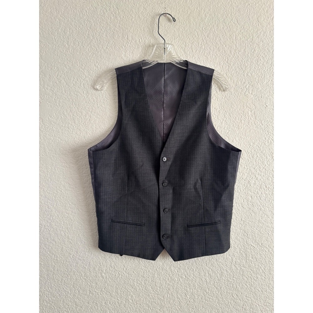 Alfani Suit Vest R38 Slim Fit Charcoal Gray Wool Blend Formal Waistcoat